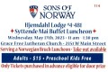 Syttende Mai Buffet Luncheon Wed May 17 at 11am