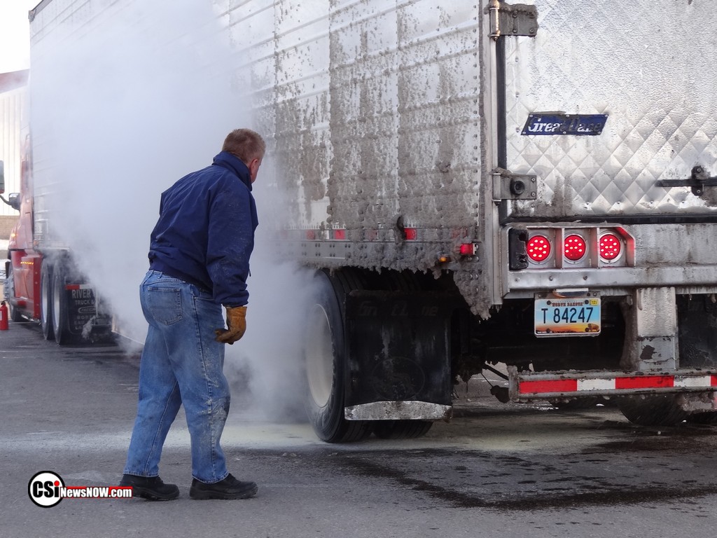 Semi Trailer Brake Fire at Super Pumper 281 S     CSi Photo