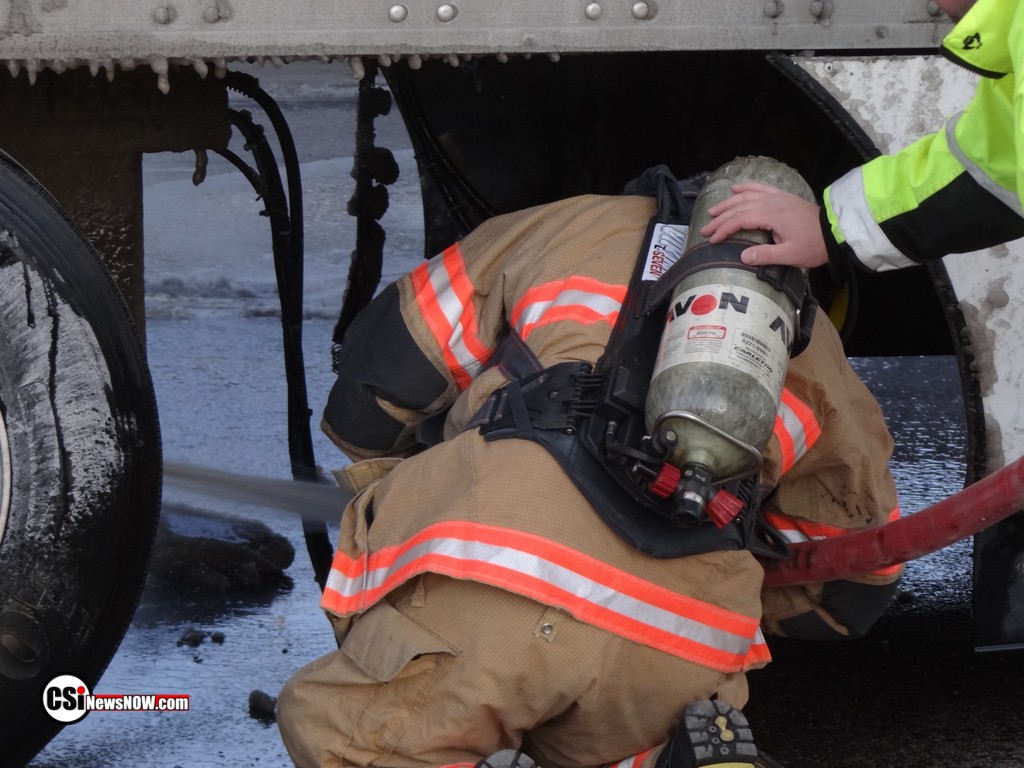 Semi Trailer Brake Fire at Super Pumper 281 S     CSi Photo