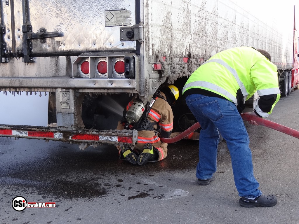 Semi Trailer Brake Fire at Super Pumper 281 S     CSi Photo