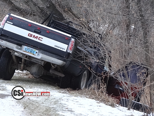 Truck slides off icy road in McElroy Park Dec 14, 2017 CSi Photo