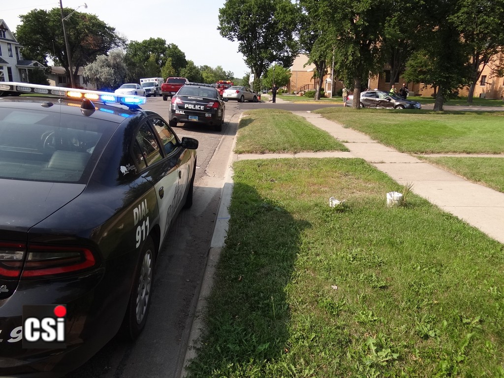 Two car crash 6th St & 4th Ave SE Jamestown Aug 9.  CSi Photo