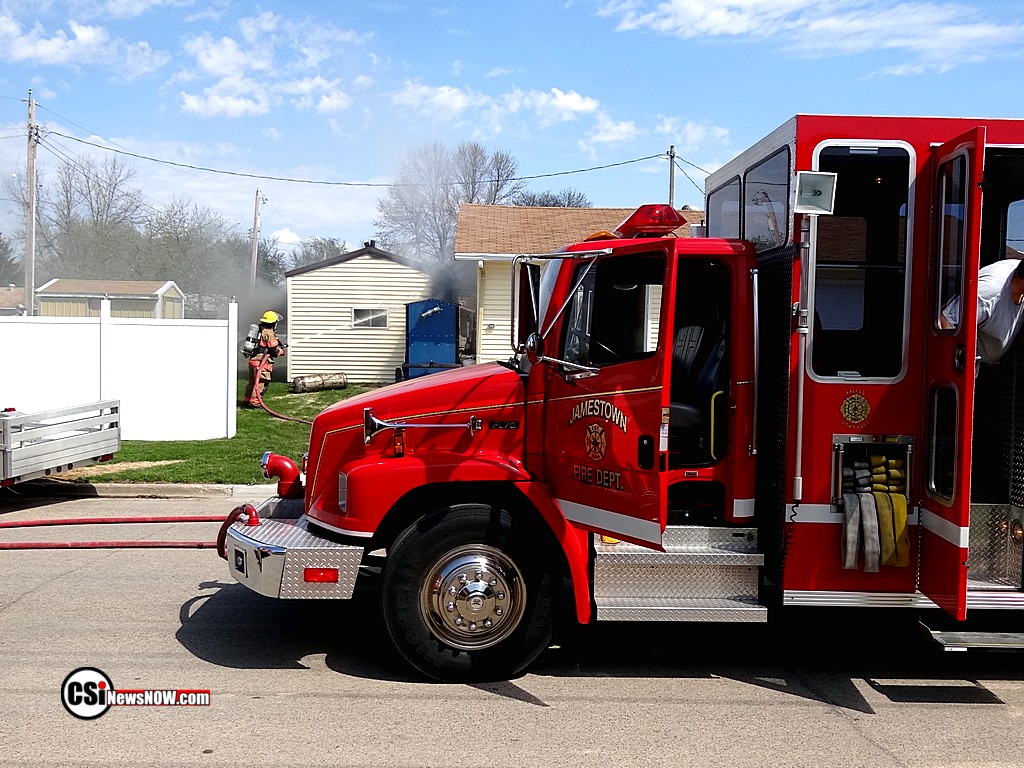 Shed Fire Sunday Afternoon in SW Jamestown    CSi Photo