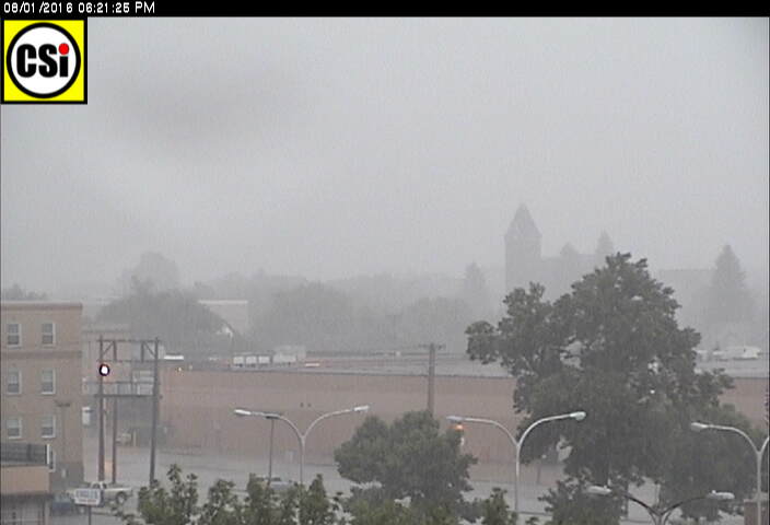 CSi Roof CAM photos during August 1 rain.  Looking SE towards 1883 Courthouse