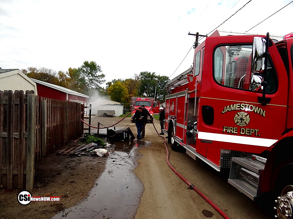 Garbage Bin Fire in NW Jamestown  csi photo
