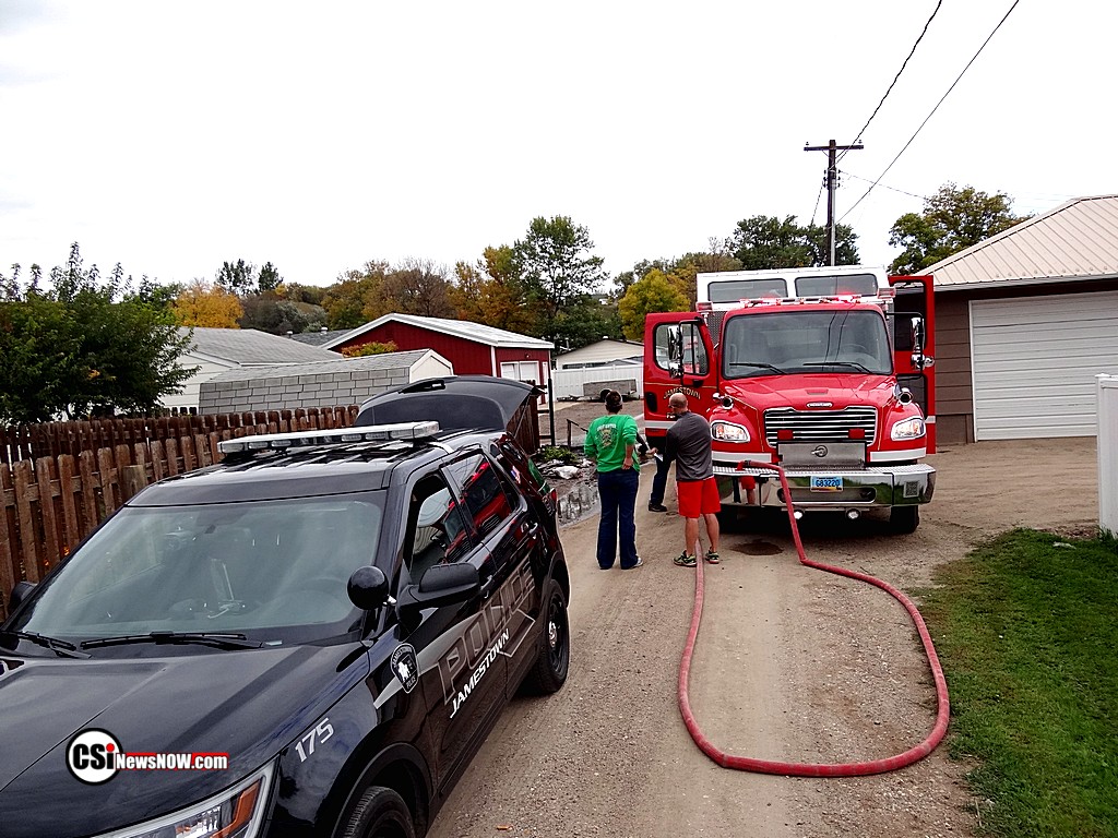 Garbage Bin Fire in NW Jamestown  csi photo