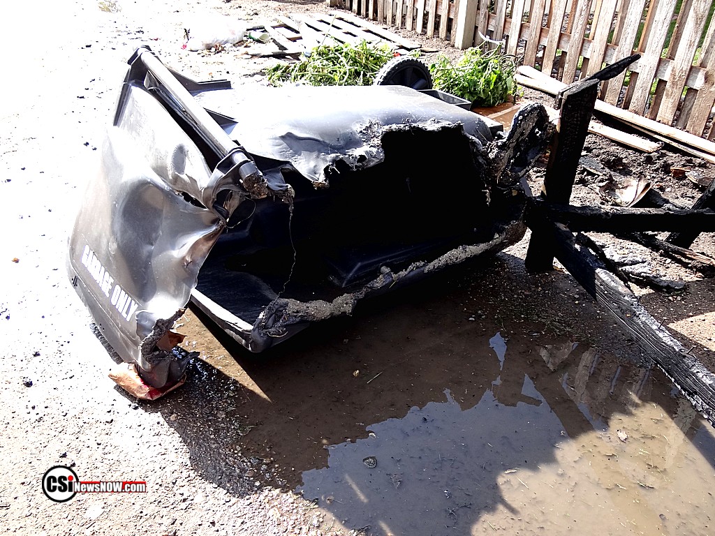 Garbage Bin Fire in NW Jamestown  csi photo