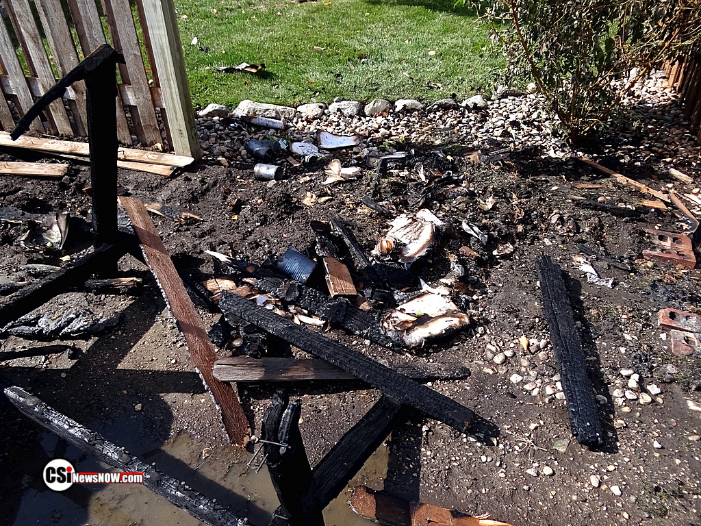 Garbage Bin Fire in NW Jamestown  csi photo