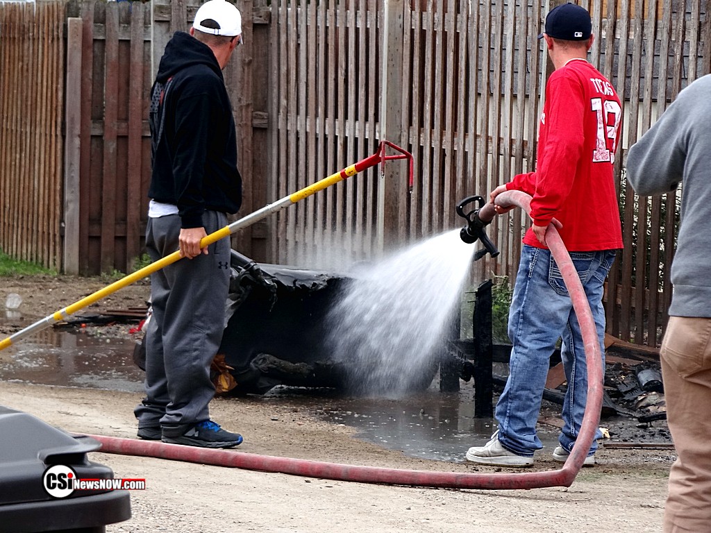 Garbage Bin Fire in NW Jamestown  csi photo