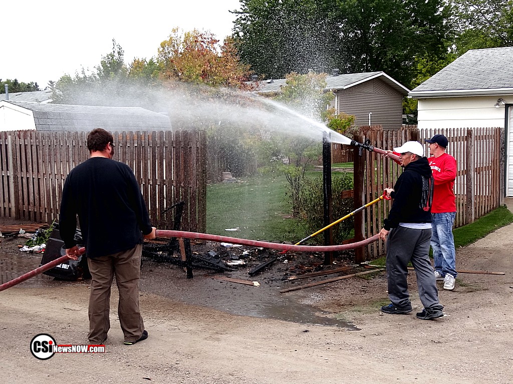 Garbage Bin Fire in NW Jamestown  csi photo