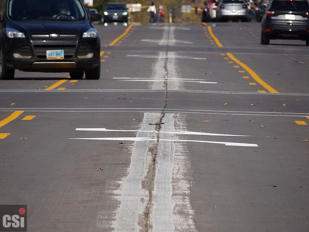 Car trying to turn left  - Friday Oct 9 after cones removed - CSi Photos