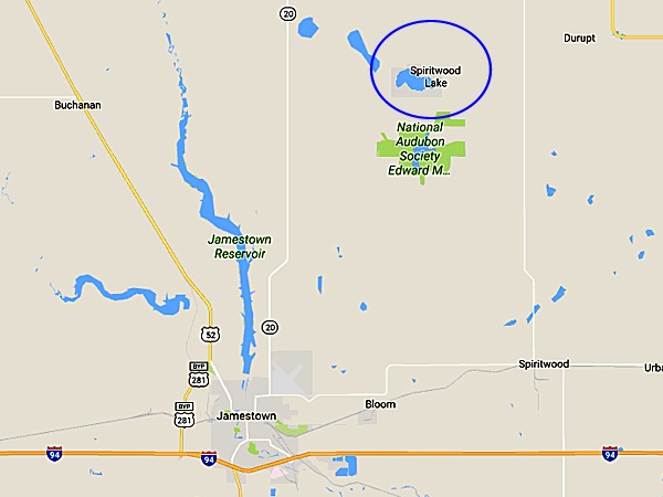 The City of Spiritwood Lake is located 13 miles NE of Jamestown, ND