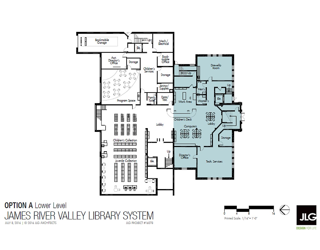 Alfred Dickey Library Expansion - lower level floor plan