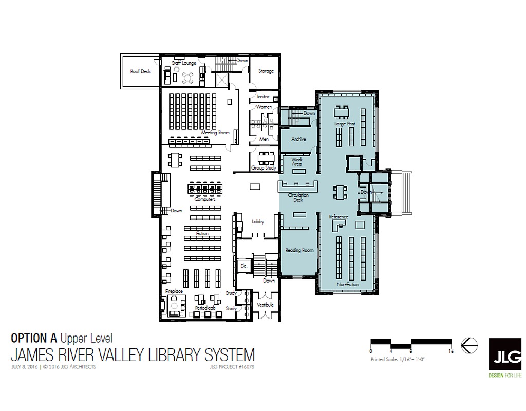 Alfred Dickey Library Expansion - Upper floor plan - same level as existing