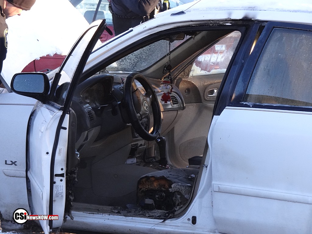 Car fire at Hugo's Jan 3, 2017 - Zero degrees - CSi Photos