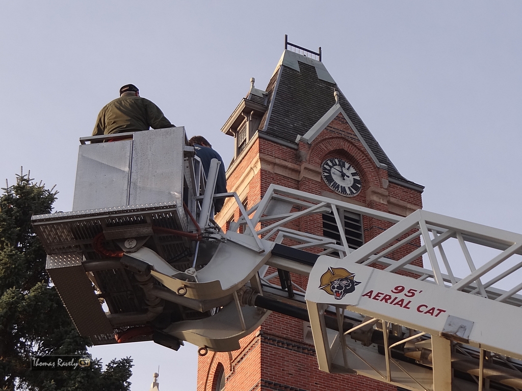 Historic 1883 Stutsman County Courthouse clock repair.  CSi Photos
