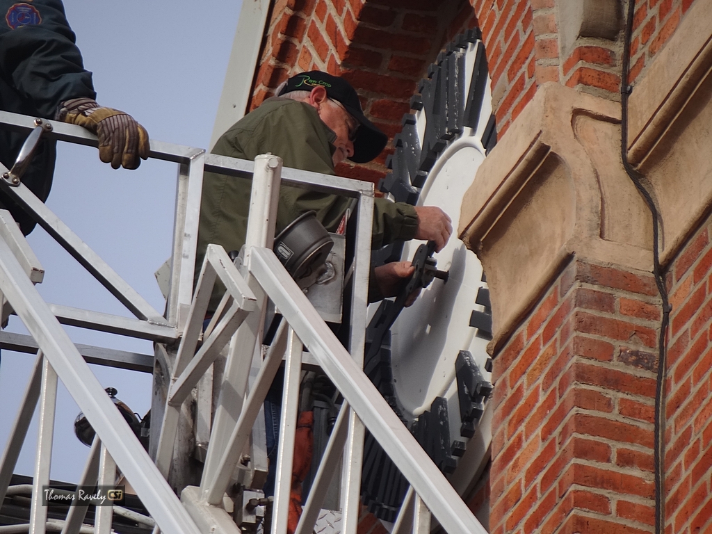 Historic 1883 Stutsman County Courthouse clock repair.  CSi Photos