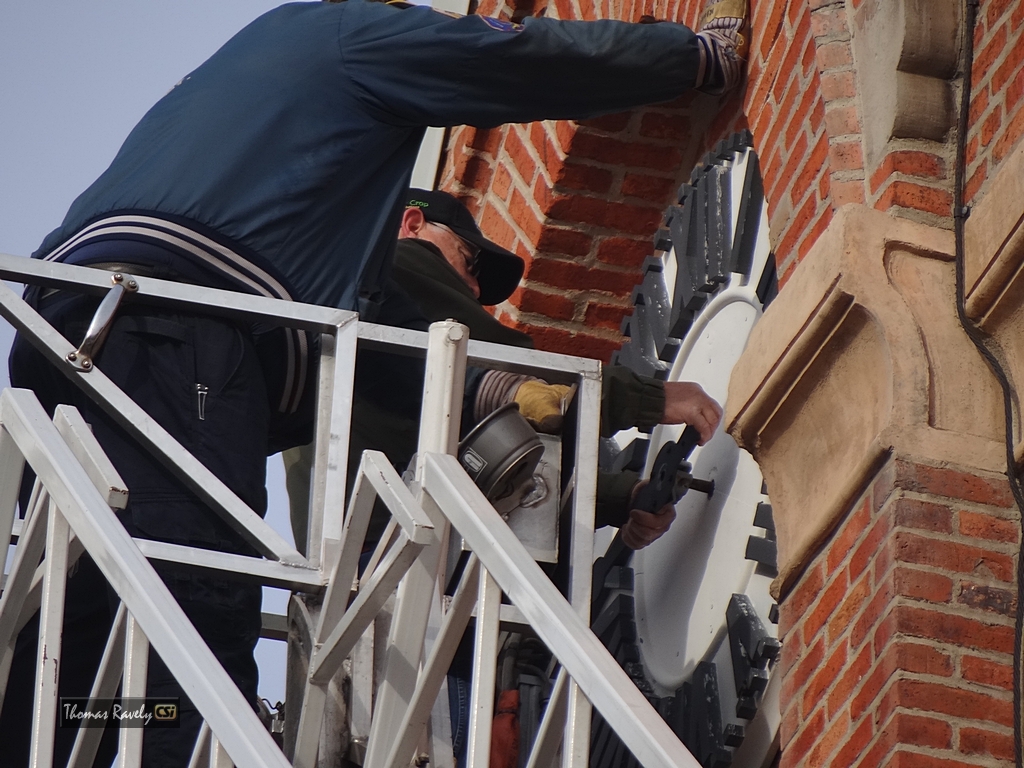 Historic 1883 Stutsman County Courthouse clock repair.  CSi Photos