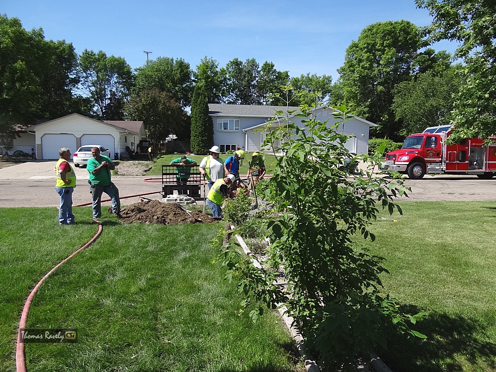 MDU gas service line cut in SW Jamestown.  CSiphoto